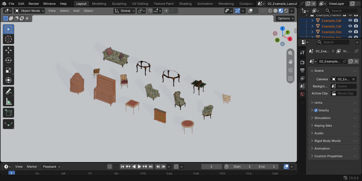 The display scene in Blender.