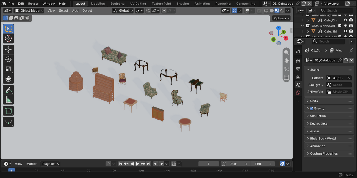 Actual Blender catalogue viewport.