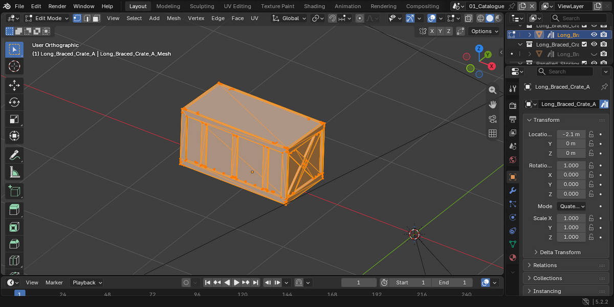 Actual mesh edit view in Blender.