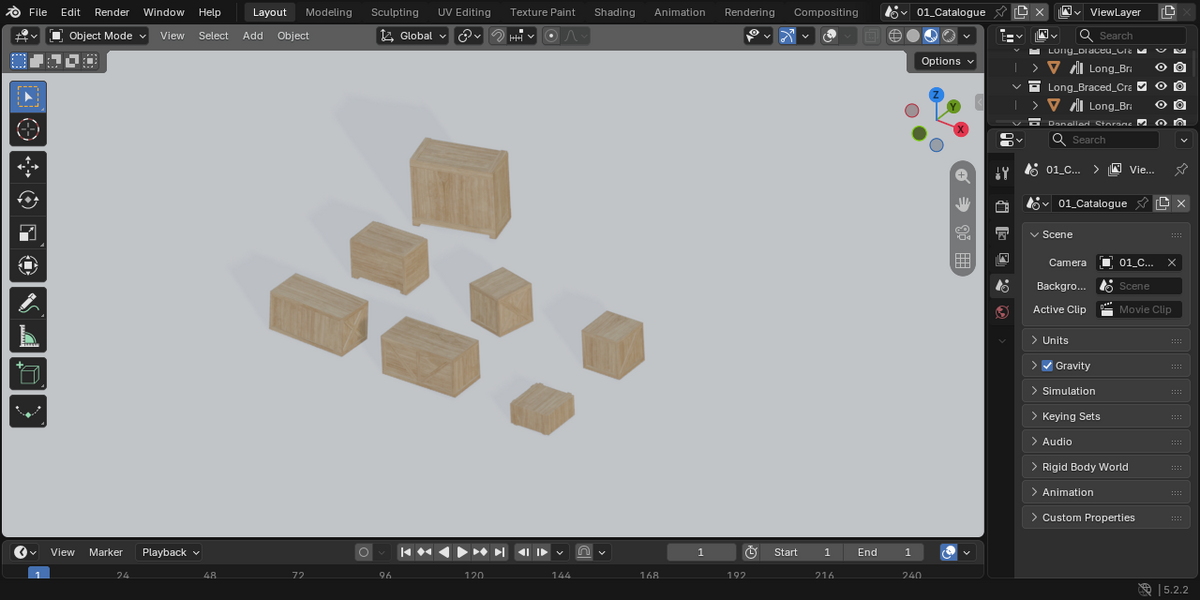 Actual Blender catalogue viewport.