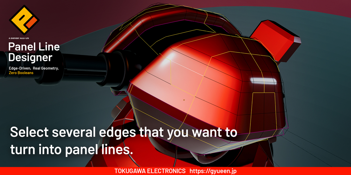 Select mesh edges to define the panel-line pattern.