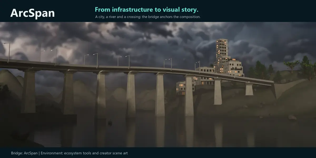 Finished ArcSpan bridge scene from a different camera angle