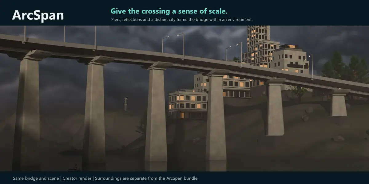 City and viaduct context in the same creative scene