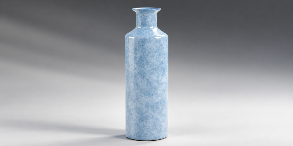 Blue Glazed Ceramic Vase Trio detail view