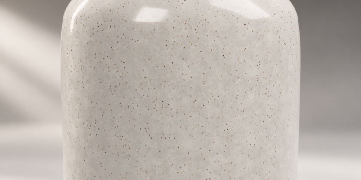 Cream Ceramic Vase Pair with Amber Glazed Rims detail view