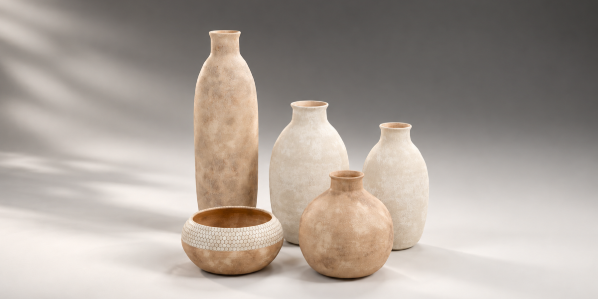 Neutral Sculptural Vase Collection detail view