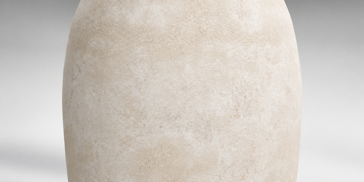 Close view of the pale mineral-like ceramic surface