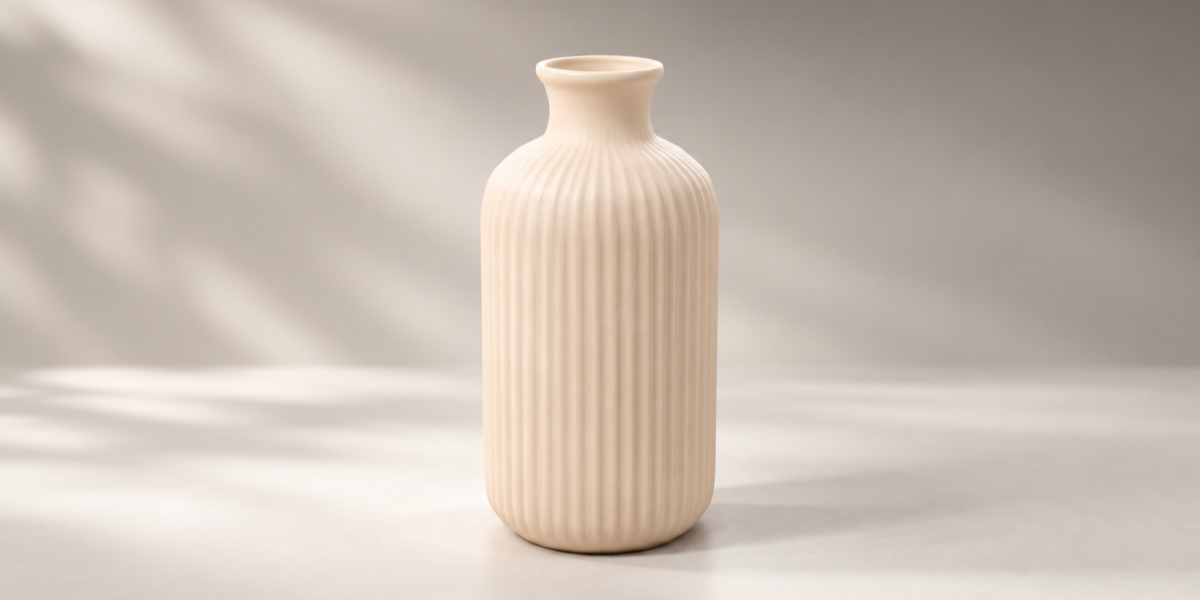 Ribbed Sand Ceramic Vase Trio alternate view