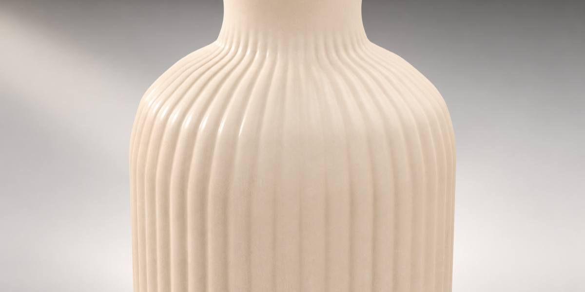 Ribbed Sand Ceramic Vase Trio material close-up