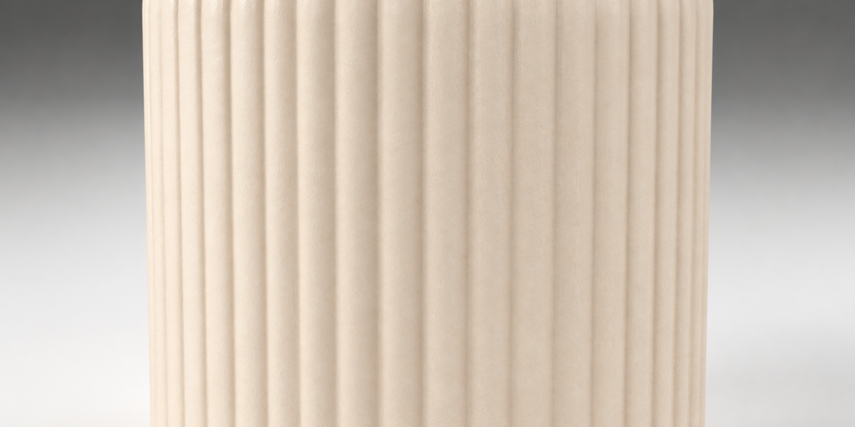 Close view of the fine vertical ceramic ribs