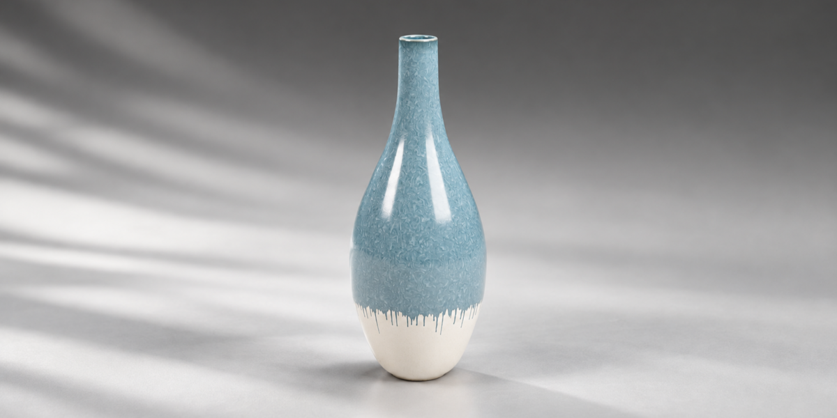 Pale Blue and White Glazed Vase Pair alternate view