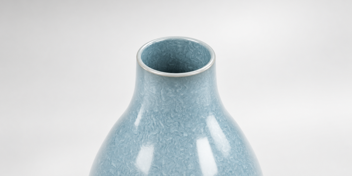 Pale Blue and White Glazed Vase Pair detail view