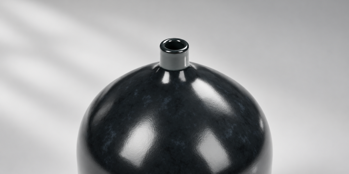 Black and Turquoise Ceramic Vessel Trio detail view
