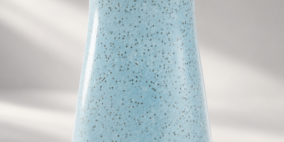Green and Blue Glazed Bottle Vase Trio material close-up