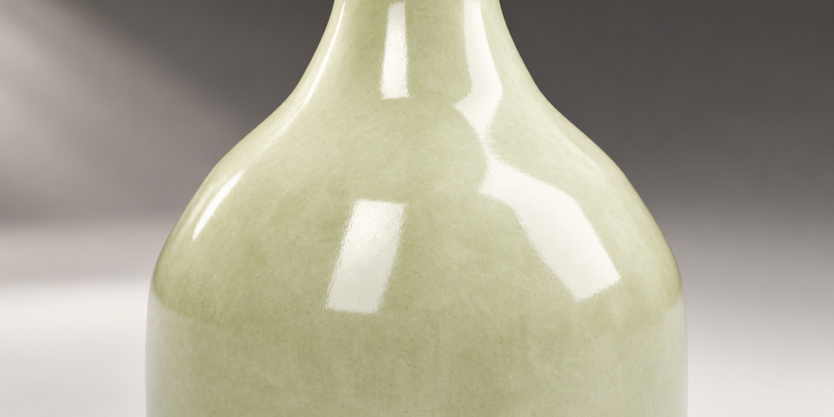 Close-up of cream crackle glaze