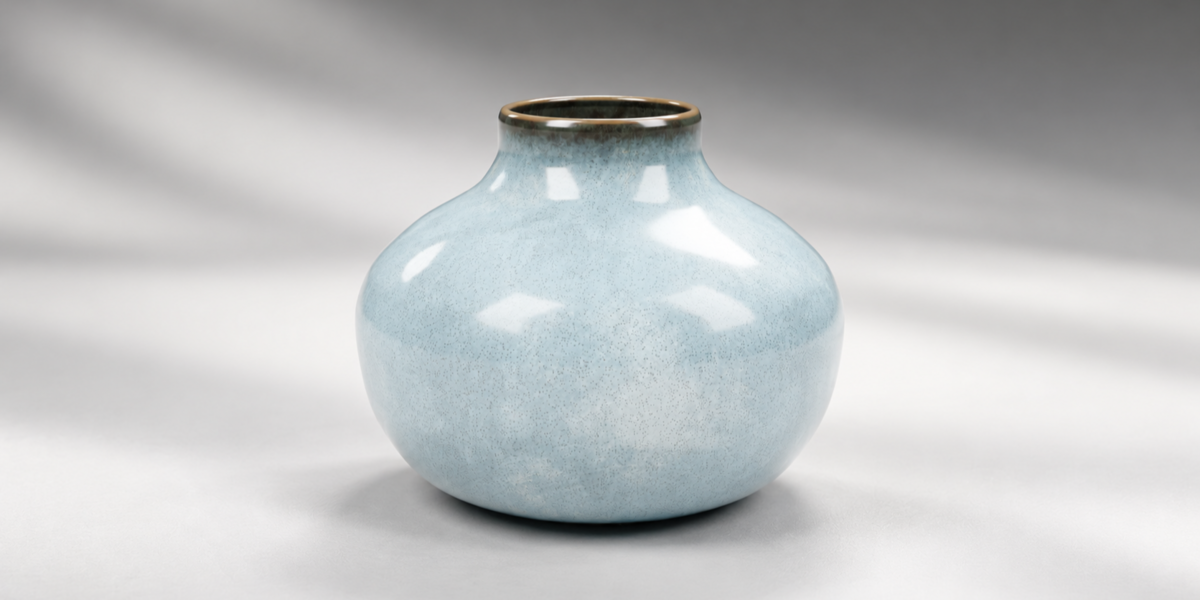 Pale Blue Globular Ceramic Vase - 3D Model alternate view
