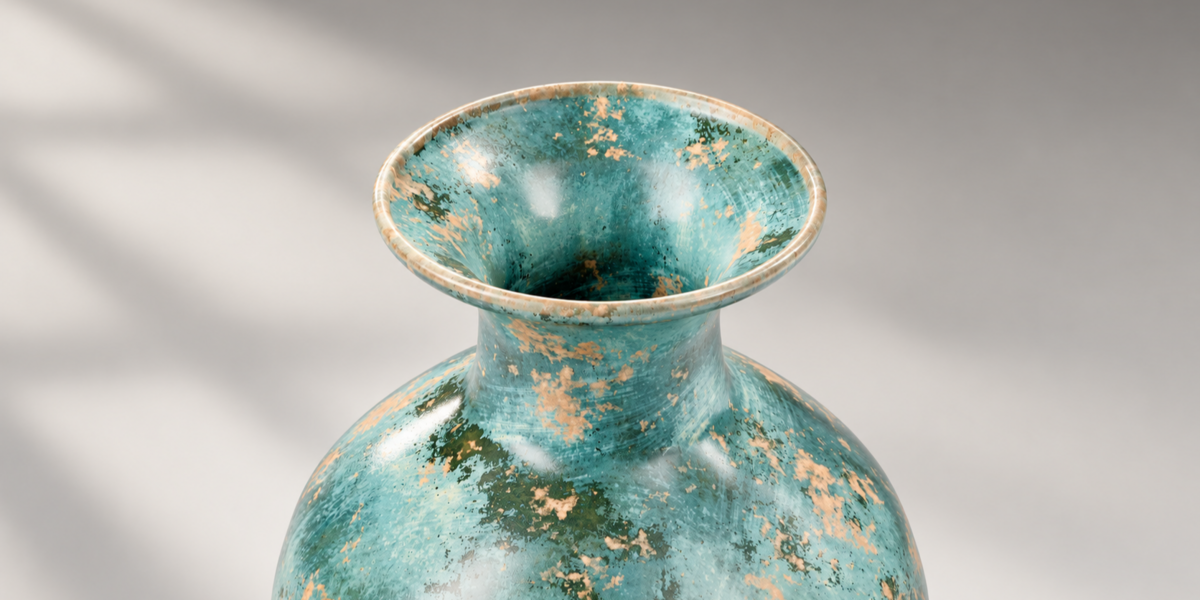 Turquoise Patina Sculptural Vase - 3D Model detail view