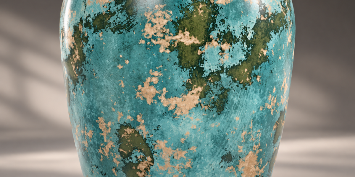 Turquoise Patina Sculptural Vase - 3D Model alternate view