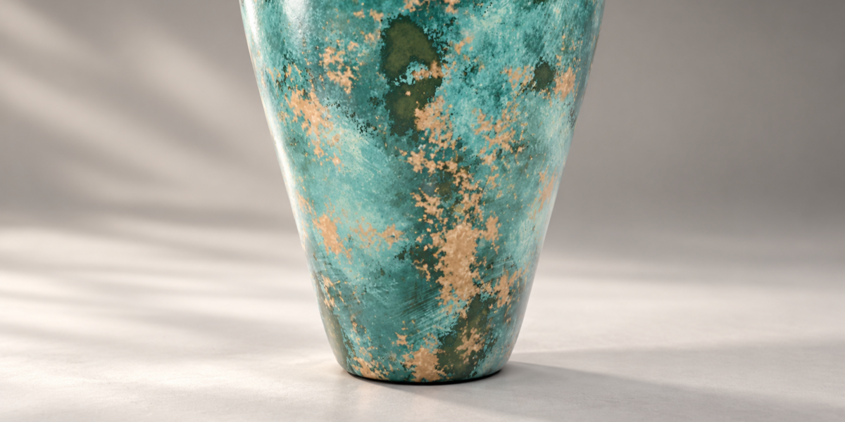 Turquoise Patina Sculptural Vase - 3D Model material close-up