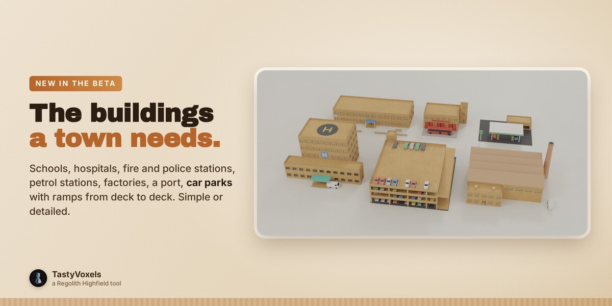 A cardboard city district generated in one click in the manner of a real city, every street and building editable