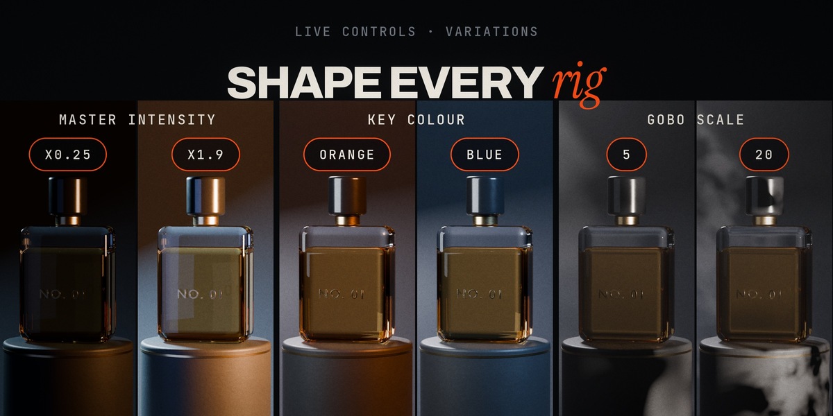 Live controls: Master Intensity, key colour, gobo scale
