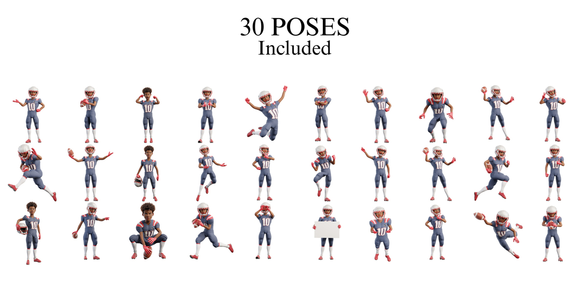 Cartoon Player Model NFL Player Cartoon Man 3D model - Superhive (formerly Blender Market)