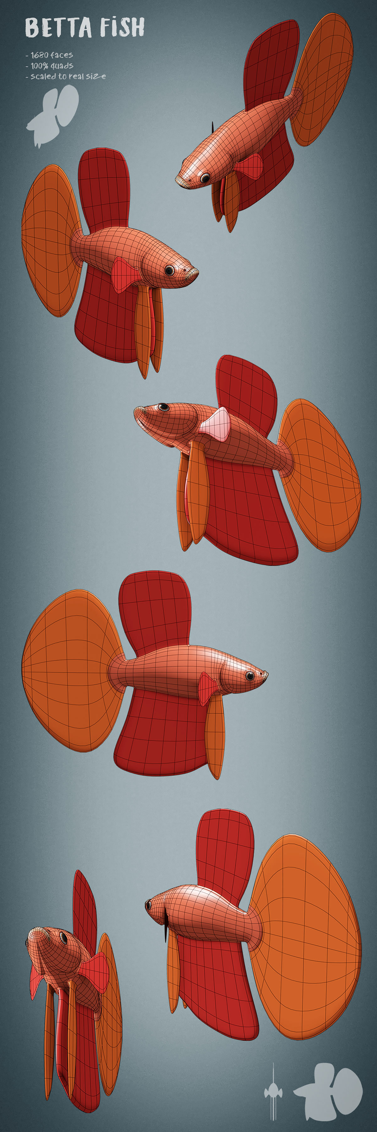 100 animals base meshes - Blender Market