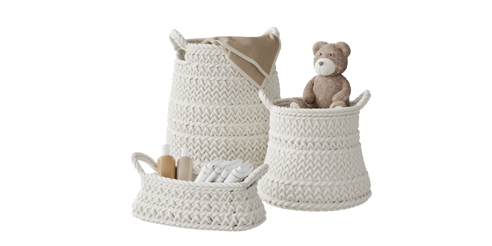 Childroom Pottery Barn Kids Ivory Chunky Knit Nursery Storage Blender Market