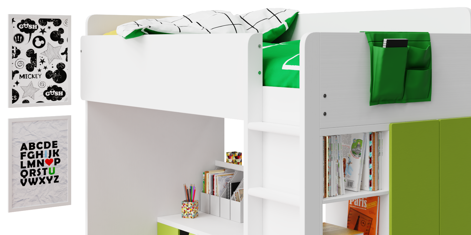 childroom - IKEA stuva children room bed and table set - bunk bed with  workspace for student - Blender Market