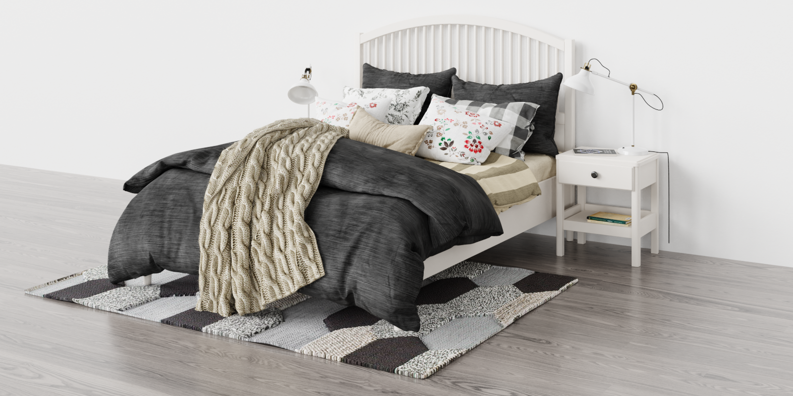 bed Tyssedal IKEA double bed scene set